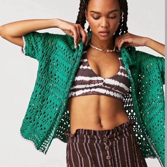 Free People Crochet knit Cardigan Size M/L - Picture 2 of 9